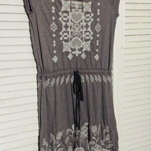 Johnny Was Gray Mini Sundress Casual Crew Neck. Size XS.